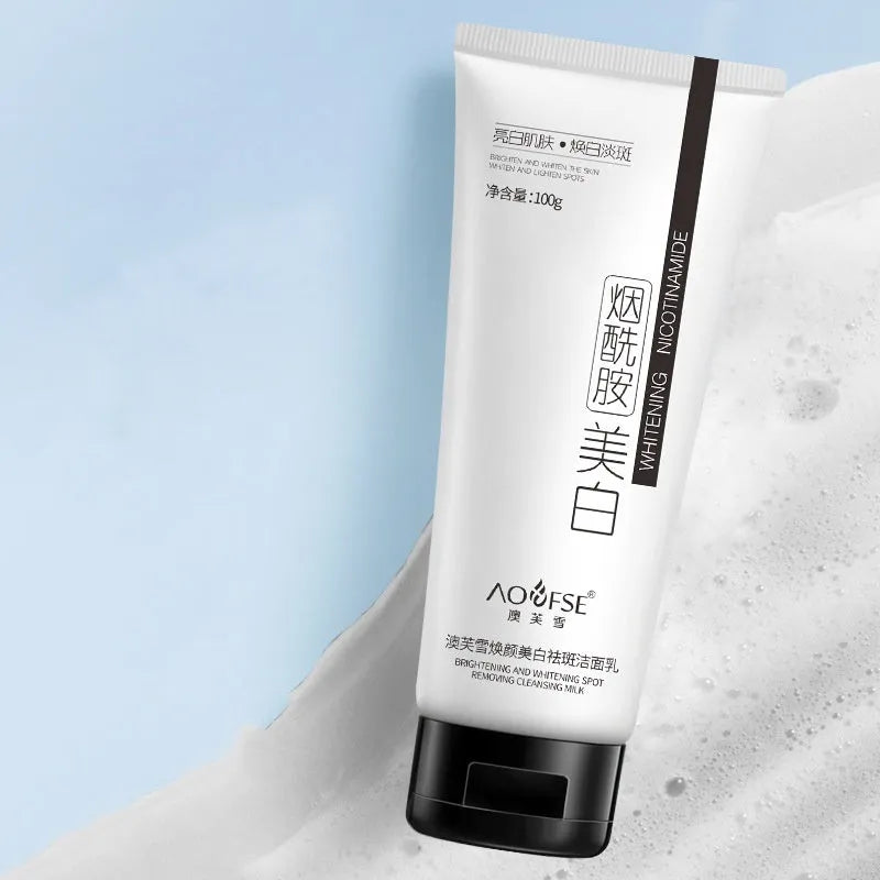White facial cleanser bottle for whitening, freckle removal and pore cleansing