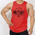 Man's loose fit grey polyester sleeveless training vest for fitness.