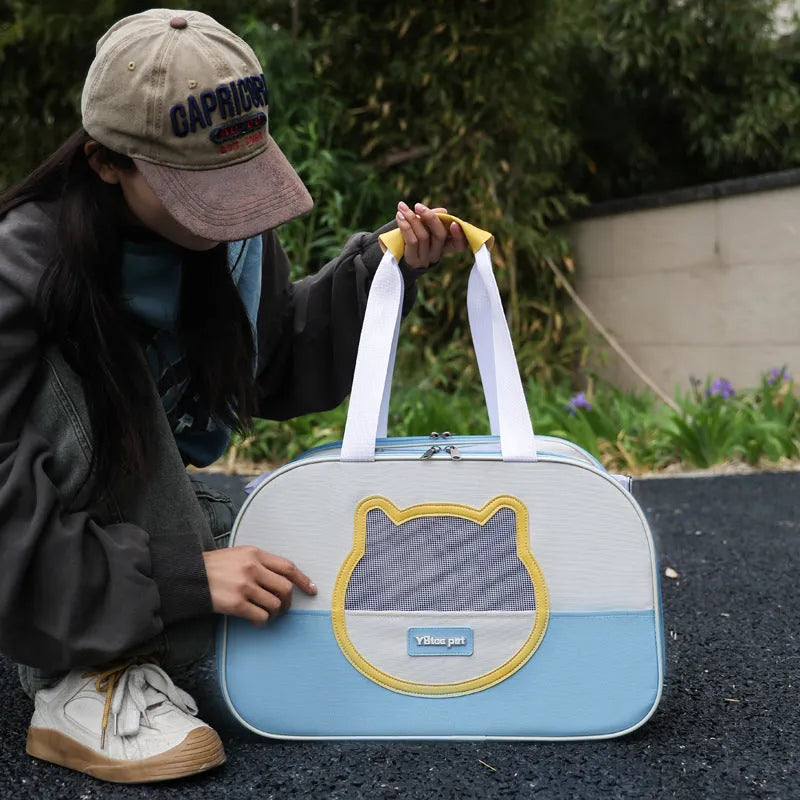 Foldable Oxford cloth cat backpack in multiple colour options for pet transportation