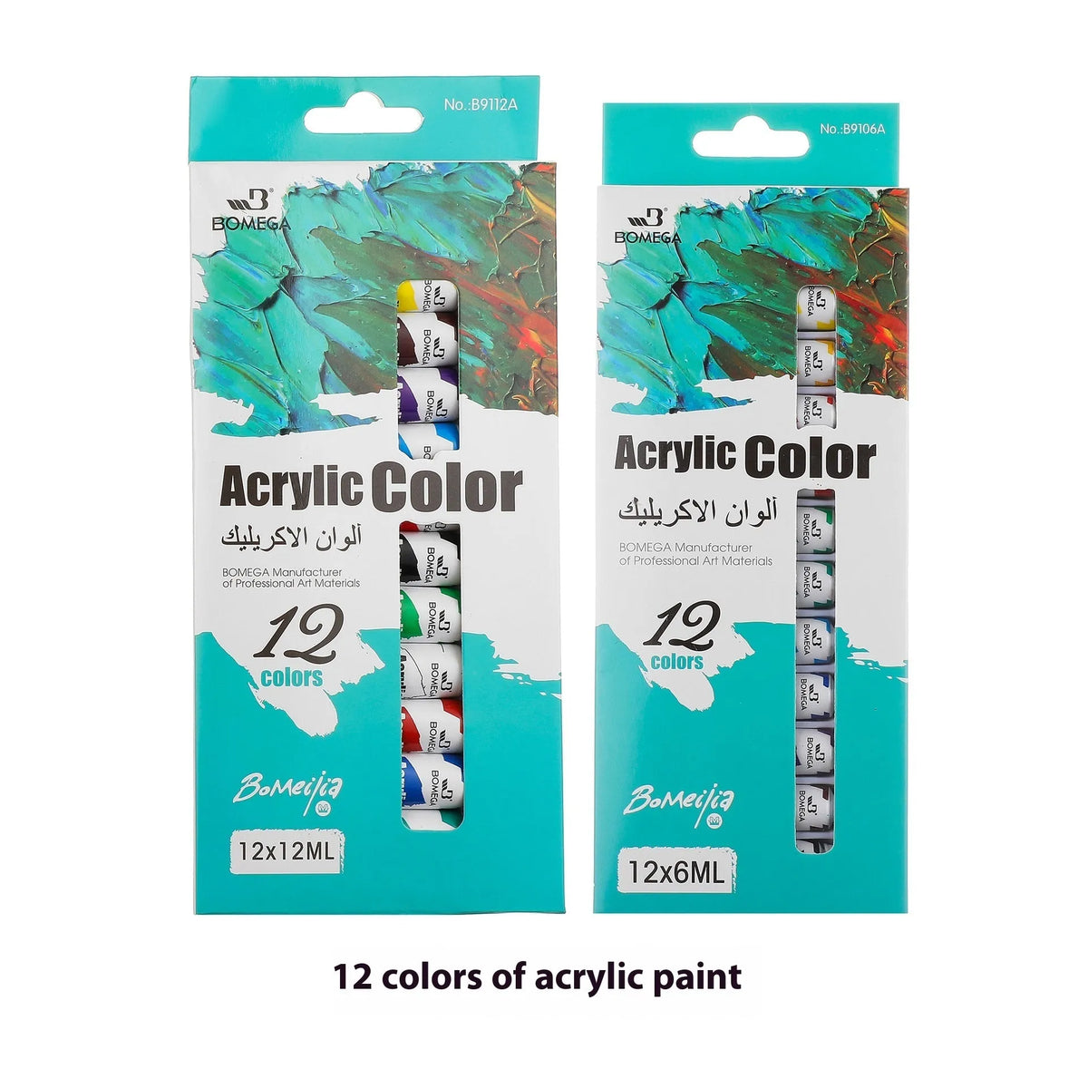 12-colour acrylic pigment strip set for watercolour, gouache and oil painting techniques in tubes