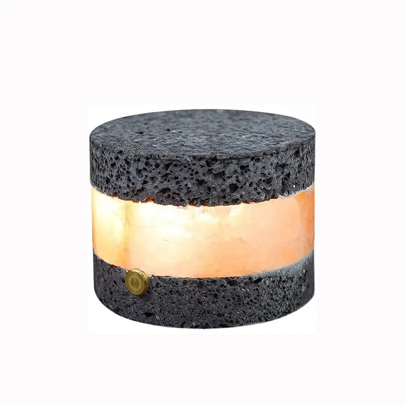 Orange volcanic rock USB night lamp with touch dimming and essential oil diffuser measuring 9cm by 7.5cm