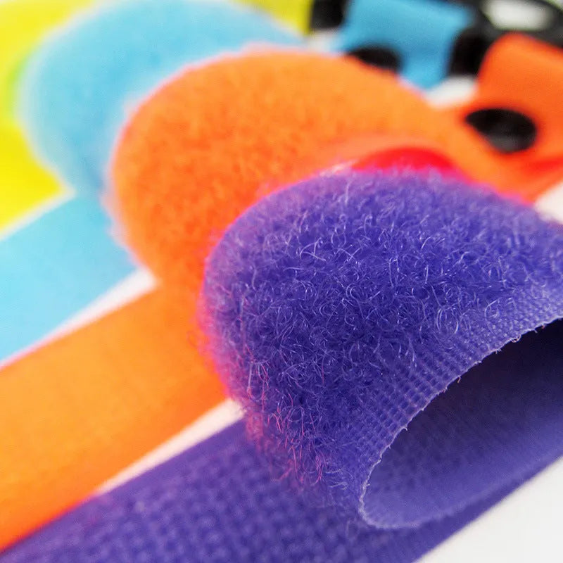 Nylon luggage Velcro hook in multiple colour options showing strap and metal hook
