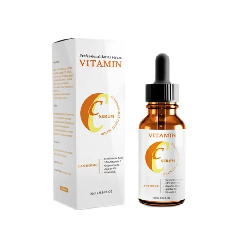 Bottle of vitamin C hyaluronic acid facial serum for skin brightening and moisturising