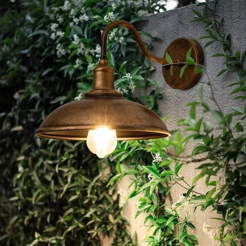 Retro villa courtyard wall lamp in silver or copper finish with modern simplicity design