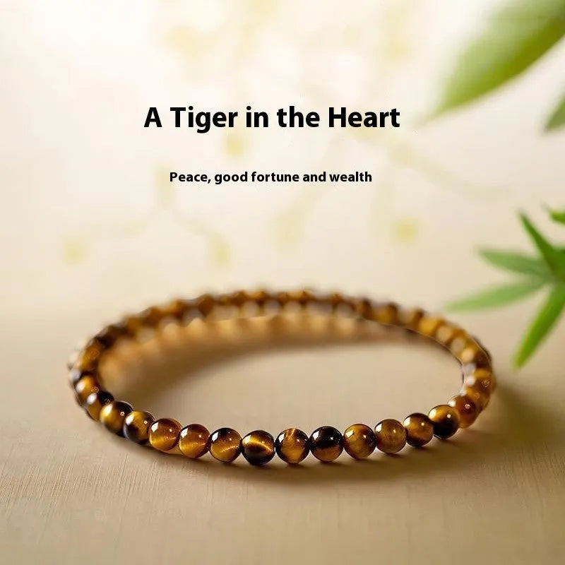 New Chinese style tigereye bracelet with geometric design and round beads