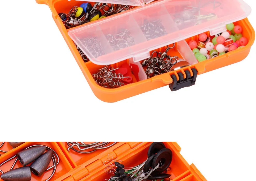 257-piece fishing lure and hook accessories set in ABS storage box for Texas, sea, and rock fishing