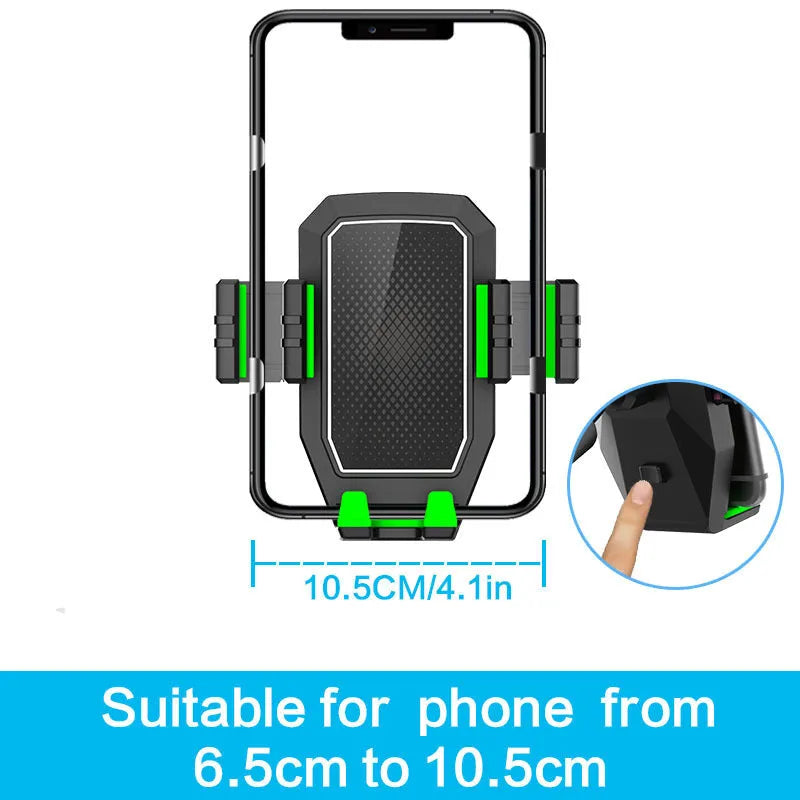 Green car cup holder expander with travel kettle slot, phone holder and additional drink compartments