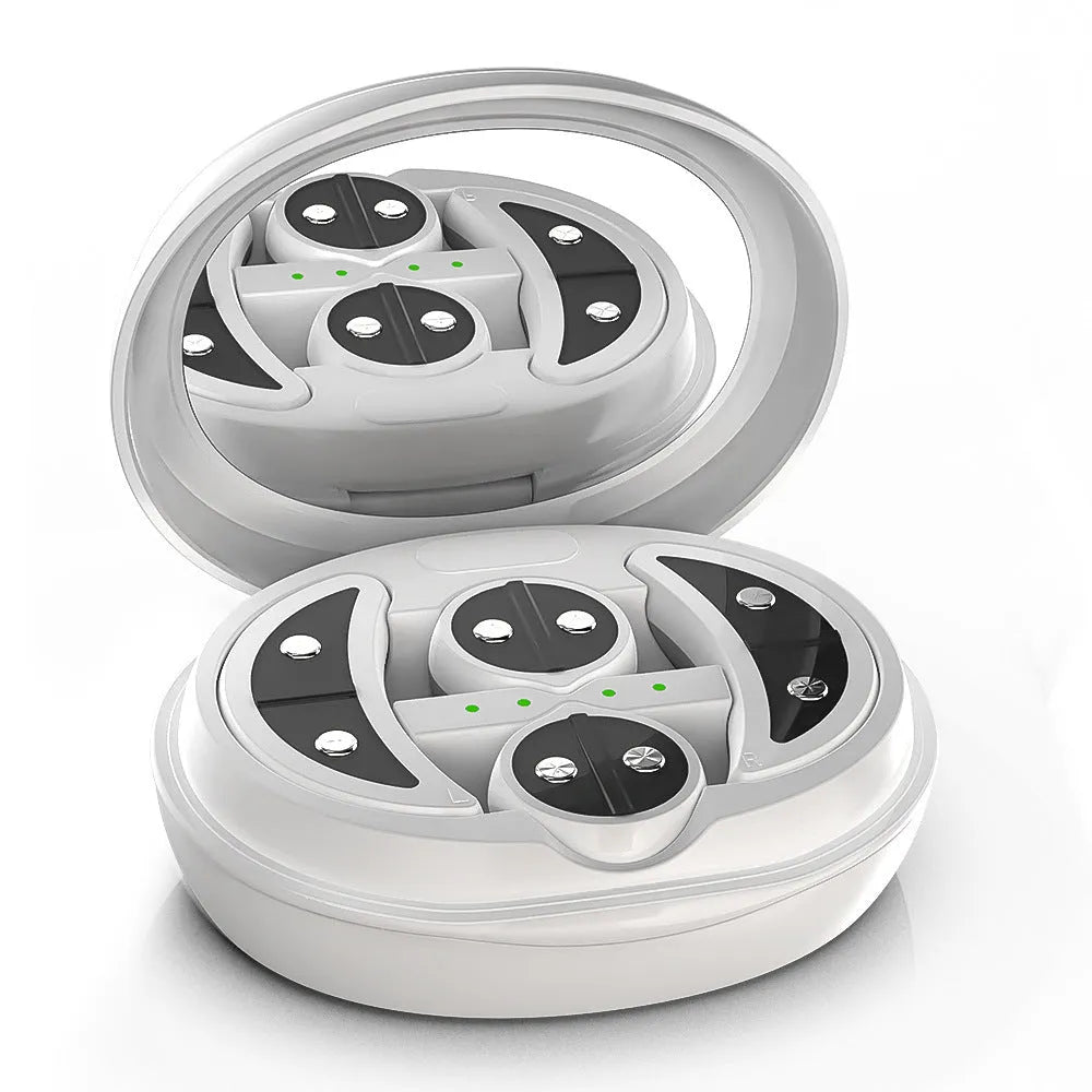 White wireless red light eye and facial massager with EMS technology for at-home skincare