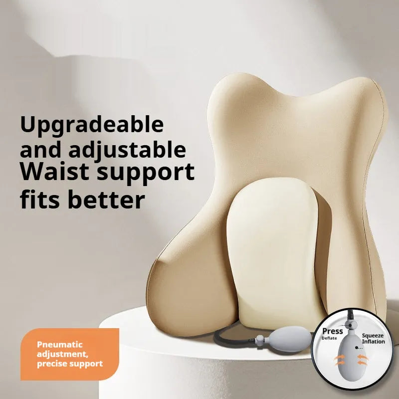 Memory foam ergonomic backrest waist pad with removable cover in brown colour option