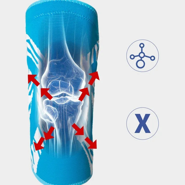 Men's basketball knee pads with compression fit in black or blue colour options