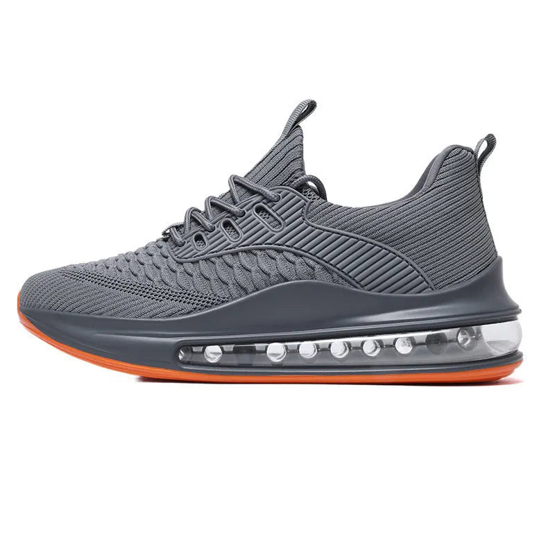 Men's low-top black mesh running sneakers with rubber sole and lace-up front, shown on a white background.