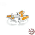 Silver corgi dog cartoon ring with electroplated SCR1014-E colour finish for women