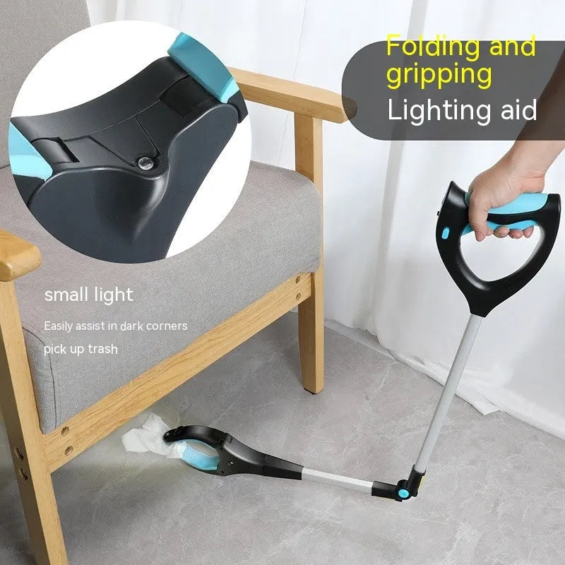 Blue trash clip with plastic and aluminium alloy construction for household organisation