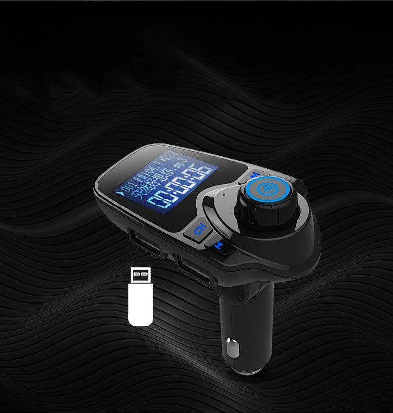 Black G7 Bluetooth car hands-free device with FM transmitter, USB port, and memory card slot