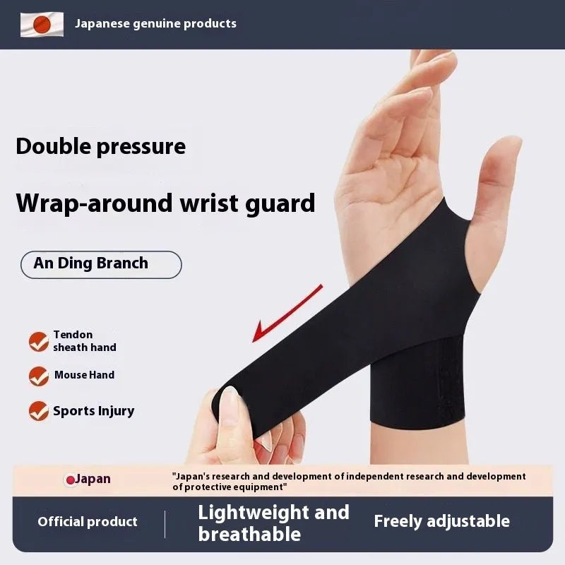 A pair of adjustable black neoprene athletic wristguards for wrist support during sports.