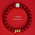Handmade cinnabar Chinese zodiac snake bracelet with traditional bead design