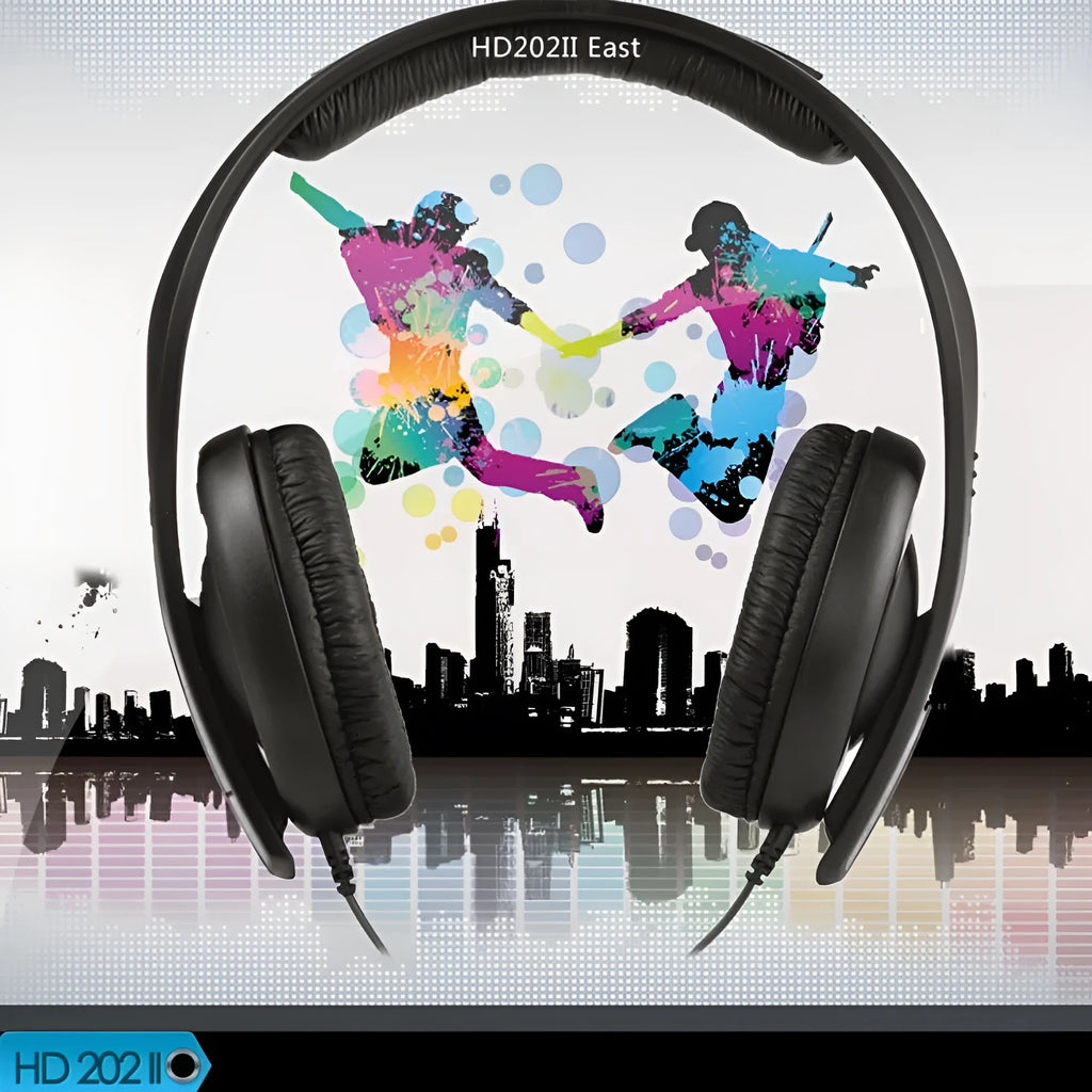 Black head-mounted monitor headphones with 3.5mm plug and over-ear design