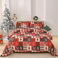 Red plaid Christmas bedding three-piece set showing duvet cover and pillowcases