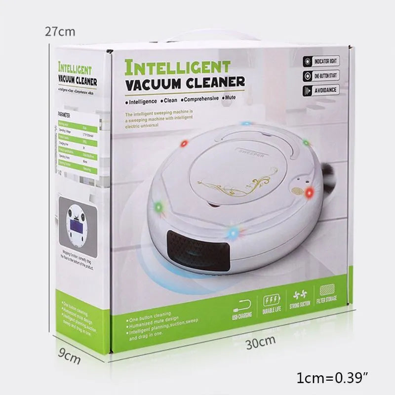 Blue robotic vacuum cleaner with 1800Pa suction for automated floor cleaning on flat surfaces