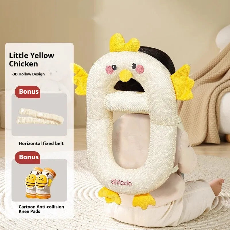 Cartoon anti-collision pillow for baby fall protection with dinosaur design and EPS particle filling