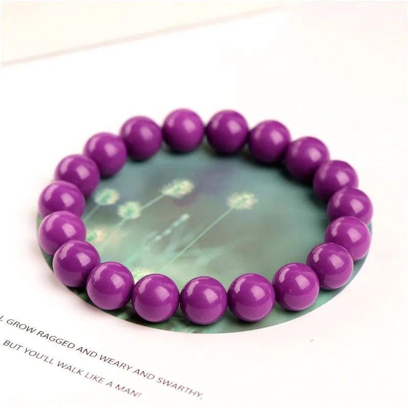 Jiuya 5A grade purple mica crystal bracelet with polished single circle beads in 6mm to 10mm sizes