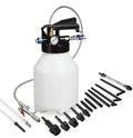 Pneumatic automatic transmission oil changer unit with tank oil filler in workshop setting