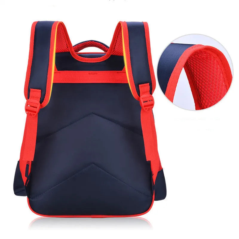 Cartoon print children's school backpack in blue colour with pencil case included