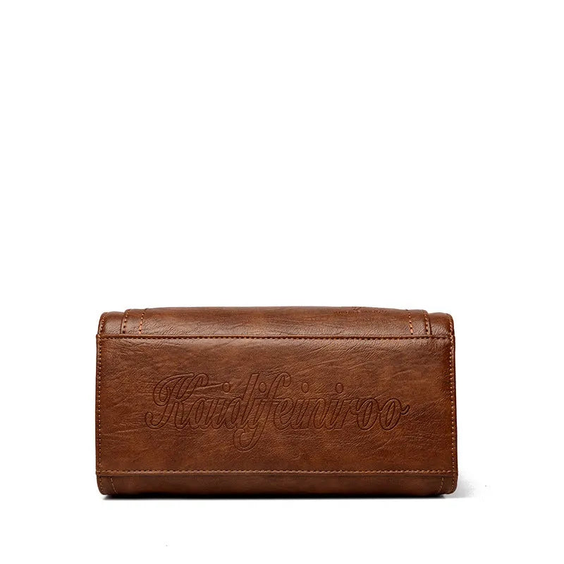 Women's one-shoulder crossbody bag in soft PU material with retro styling and horizontal square shape