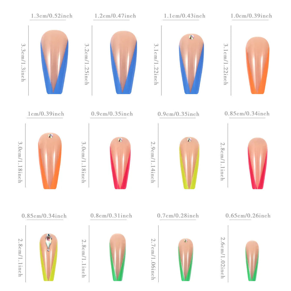 Cartoon Love Cross Heart design on diamond colour French artificial nail tips with jelly glue and file kit.