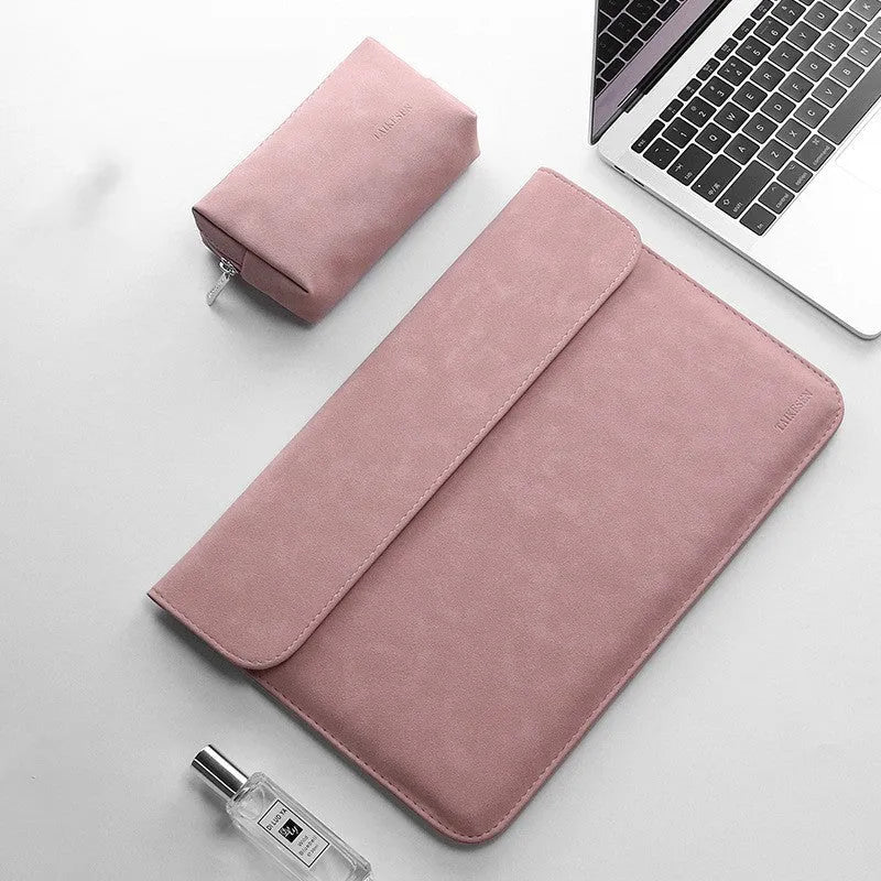 Fleece flanged laptop liner pack in black, green, grey, or pink, 11 to 15.6 inch size options
