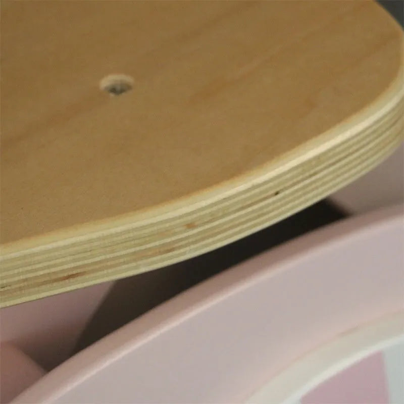 Pink wooden toddler balance scooter for ages 1-6 years, 10 inches