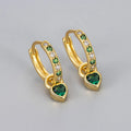 Women's heart-shaped fashion earrings with a coloured loving heart ear clip, available with zircon, corundum or beka stone.