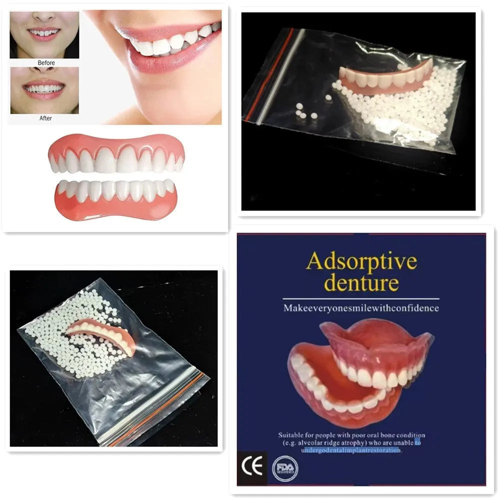 Silicone simulation smile dentures in colour box packaging for dental training