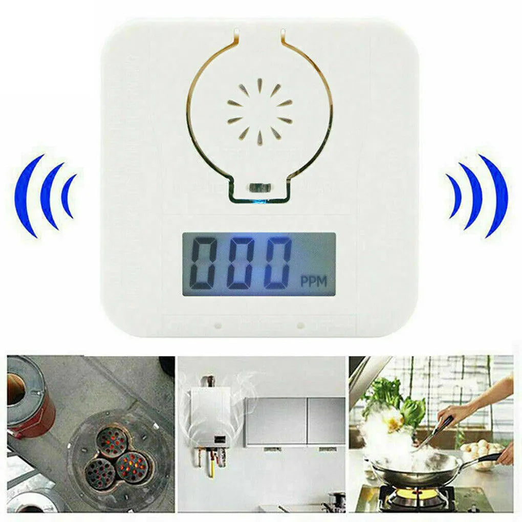 White wireless carbon monoxide alarm for wall mounting with 1.5m detection range