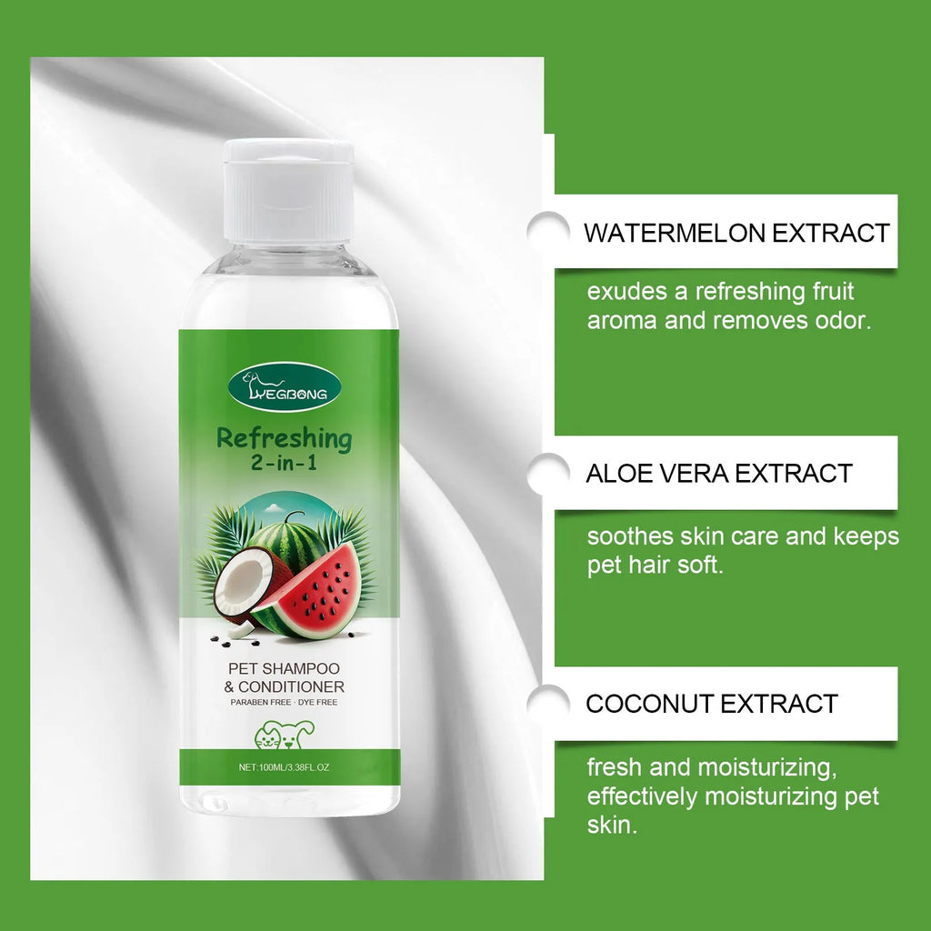 100ml pet 2-in-1 shampoo bottle with watermelon and coconut extracts