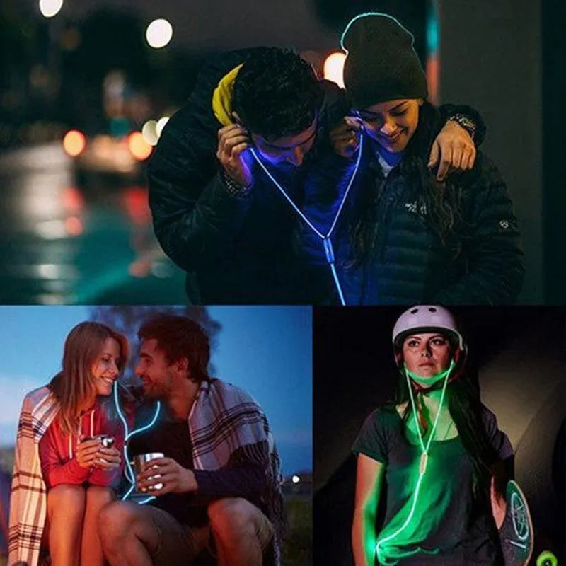 Blue Magic Light LED earphones with illuminated light lines, 3.5mm plug, and remote microphone.