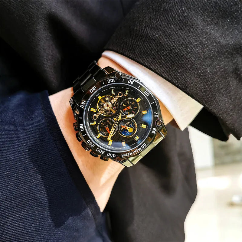 Men's automatic mechanical watch with a multi-functional dial in a choice of eight case and colour combinations.