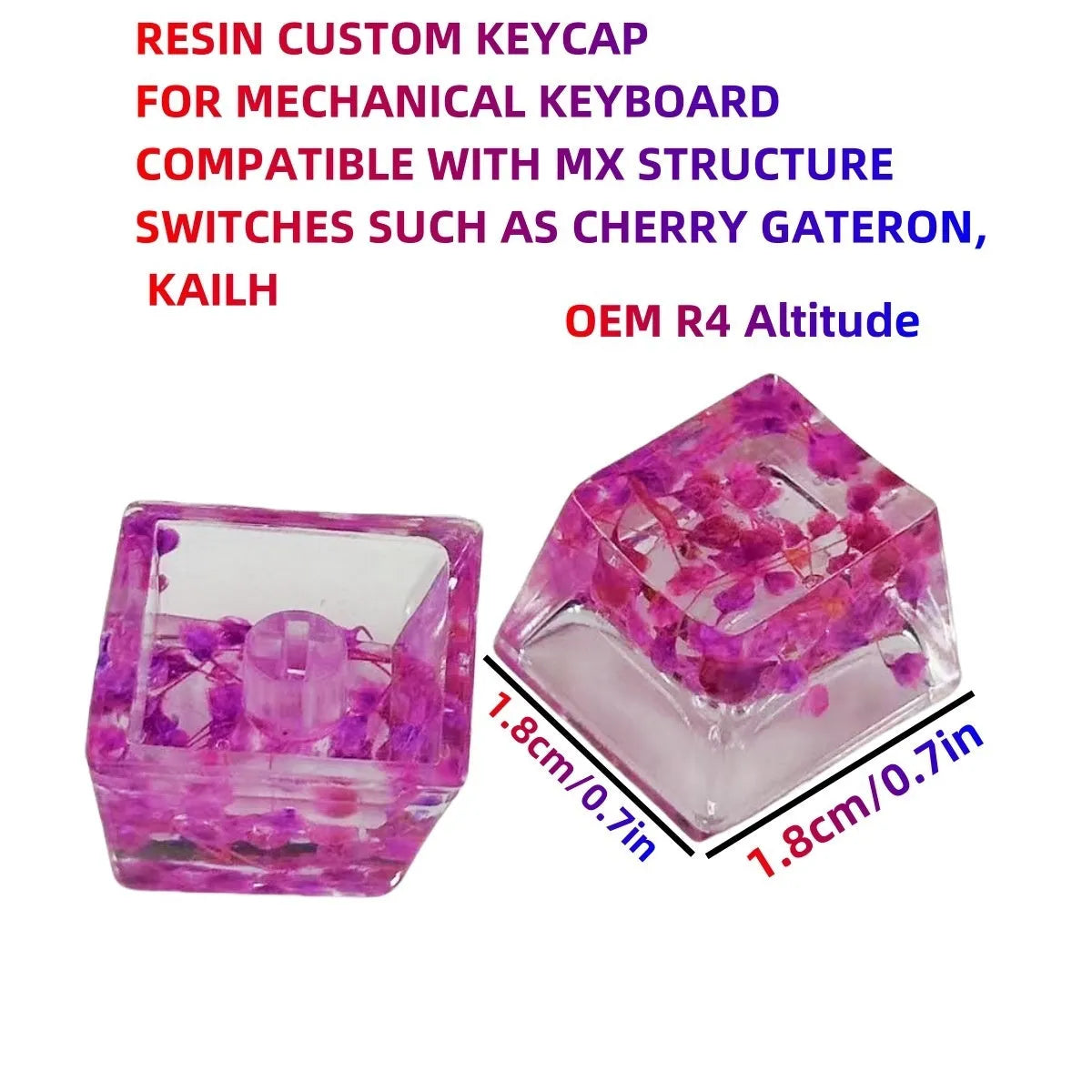 High transparency starry sky design resin keycap for mechanical keyboards in green colour.