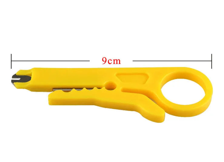 Yellow mini portable wire stripper tool with a 0.6mm stripping diameter.