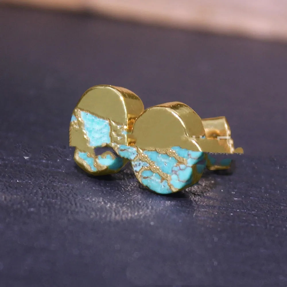Natural stone bohemian style stud earrings with irregular-cut ER1031 colour stones