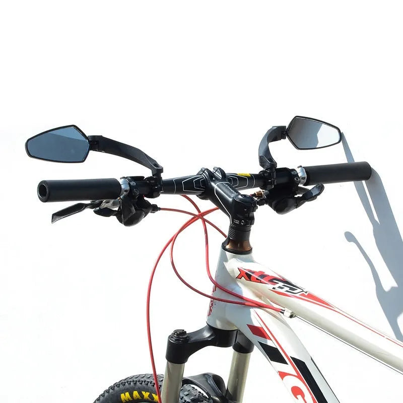 Black mountain bike rearview mirror with rotatable adjustment on PMMA acrylic surface