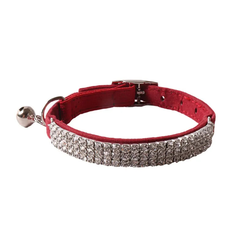 Elastic buckle gang drill pattern cat collar in six colour options including pink and dark brown