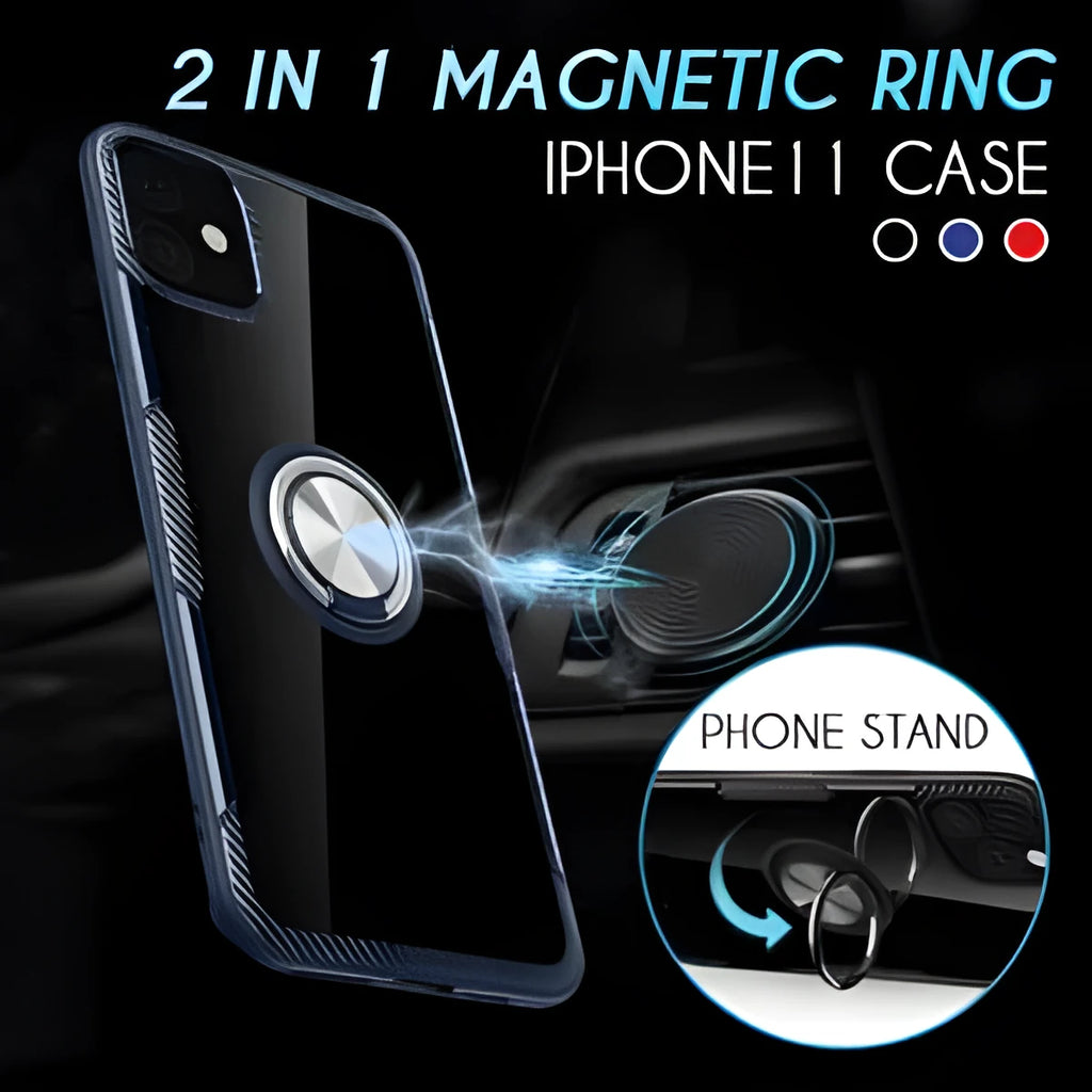 Black high-quality PC and PU iPhone back cover case for 11 Pro Max and other models on a table.