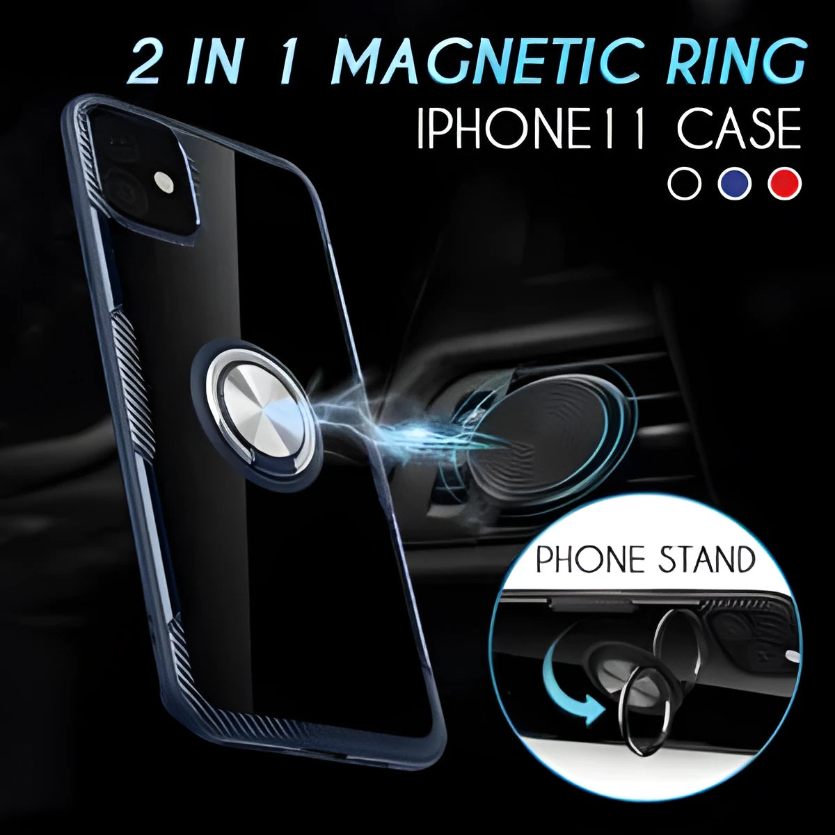 Black high-quality PC and PU iPhone back cover case for 11 Pro Max and other models on a table.
