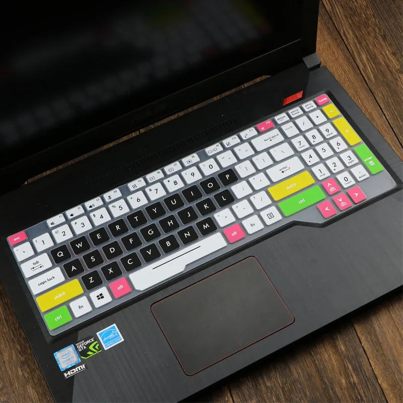 ASUS Flight laptop keyboard protective film cover in gradient blue colour option.