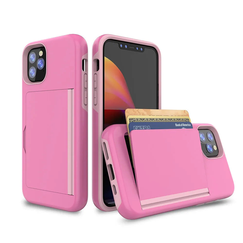 Slim black mobile phone shell for iPhone 11 Pro Max showing back cover design with TPU and PC materials.