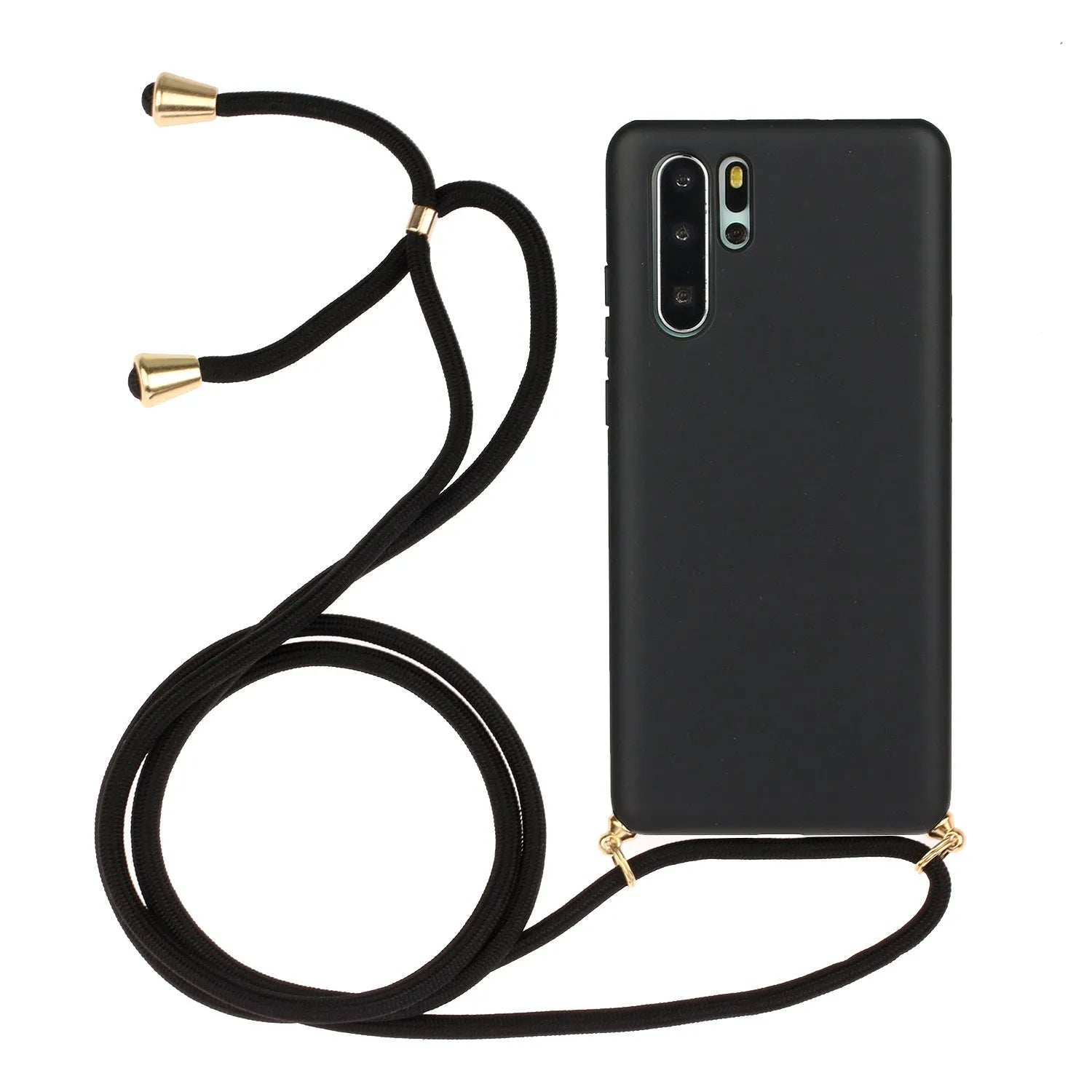 Huawei P30 phone case with wristband lanyard and floral painted design in TPU material