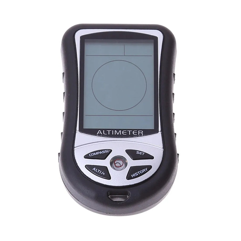 8-in-1 handheld digital altimeter, barometer, compass and thermometer, ABS body 90x50x20mm, detachable string