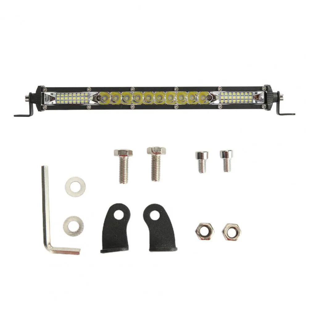 Ultra-thin white aluminium single row LED light bar for vehicle roof mounting.