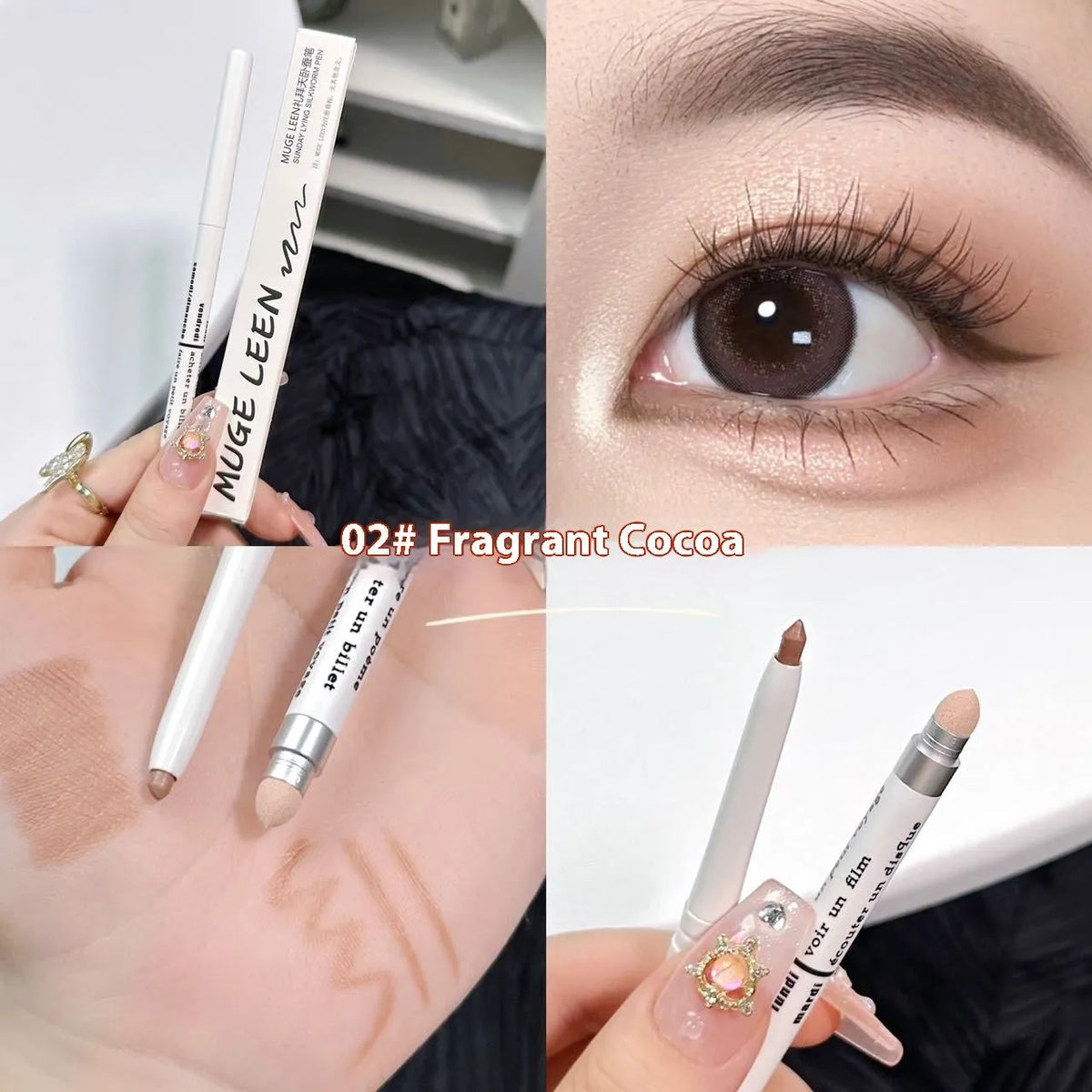 2-in-1 waterproof highlight eyeliner pen in 15 colours including beige pink gold purple